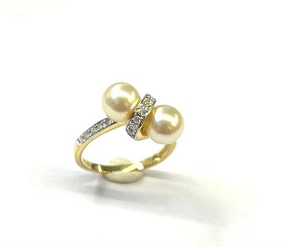 Bague Vous et Moi en or jaune 14 K (375/oo)...