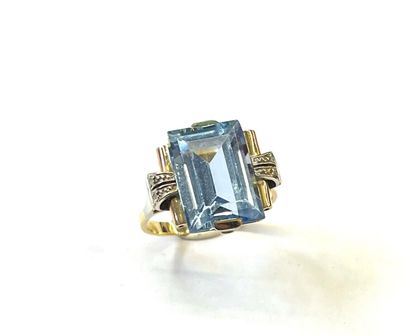 Bague Tank en or de deux tons 18 K (750/oo)...