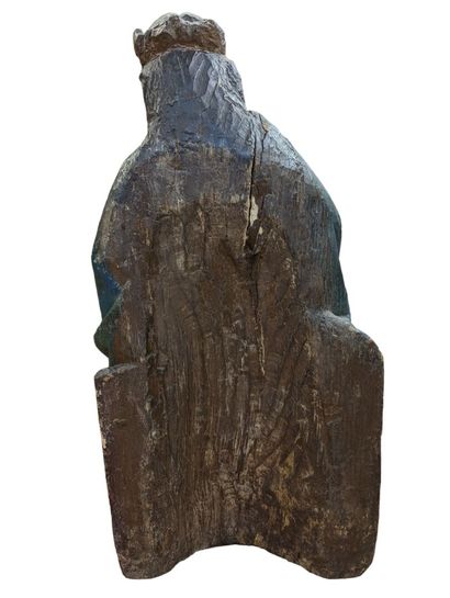 Vierge à l'Enfant en bois sculpté et polychromé,...