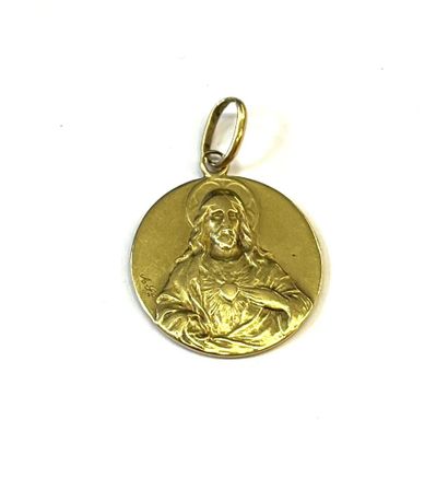 MEDAILLE DE BAPTEME en or jaune figurant...