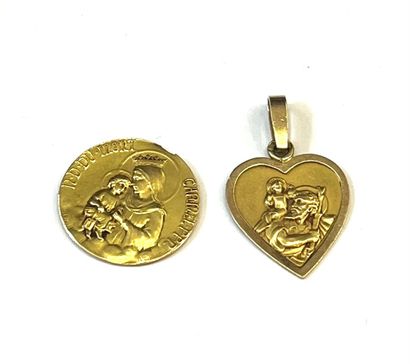 MEDAILLE DE BAPTEME en or rose figurant Saint-Joseph...
