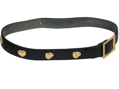 RODIER
Ceinture en cuir grainé noir à décor...