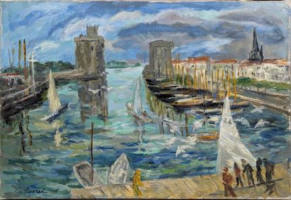René LEVREL (1900 -1981)
«Port de La Rochelle»
Huile...