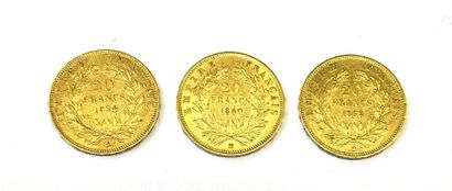Réunion de 3 pièces en or Napoléon III tête...