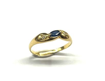 BAGUE en or jaune 18k (750/°°) sertie d'un...
