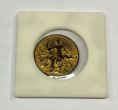 5 centimes de Francs 1913 Essai bicolore...