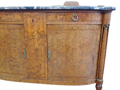 Buffet deux corps en placage de bois de loupe...
