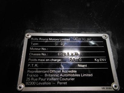 BENTLEY S2 Conduite anglaise 1ère MEC : ...