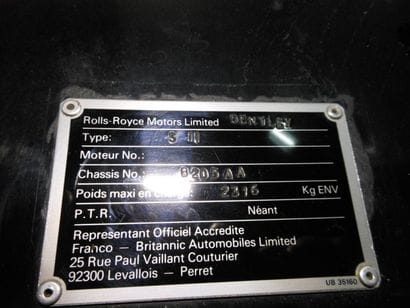 BENTLEY S2 Conduite anglaise 1ère MEC : ...