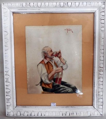 E. HELLER
Homme buvant Aquarelle sur papier...