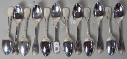 12 Cuillères à moka 240 g argent massif 1er...