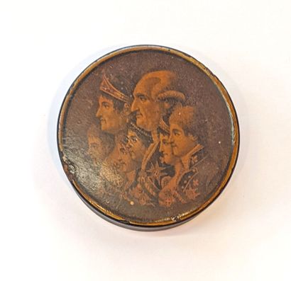 BOITE ronde en papier mâché et bois laqué...