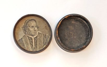 BOITE ronde en papier mâché et bois laqué...