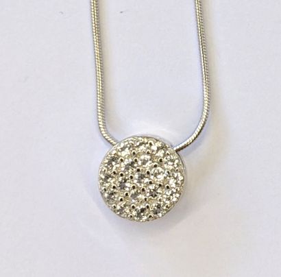 COLLIER en argent 925‰ à pendentif rond serti...