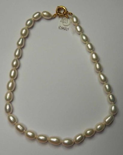 Collier de perles d'eau douce olives, fermoir...