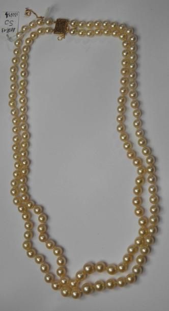 Collier double rang de perles de culture...