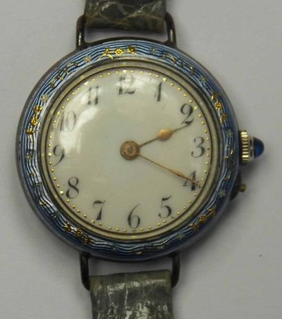 Montre de gousset en argent et émail (ma...