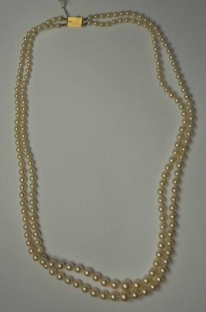 Collier double rang de perles de culture...