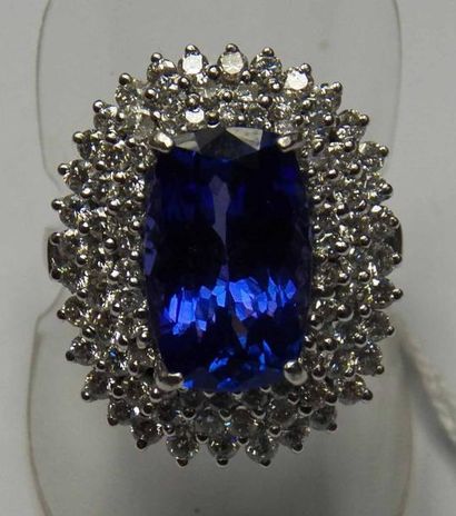 Bague en or gris 14K ornée d'une Tanzanite...