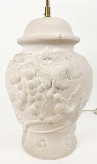 PIED DE LAMPE en céramique émaillée blanc...
