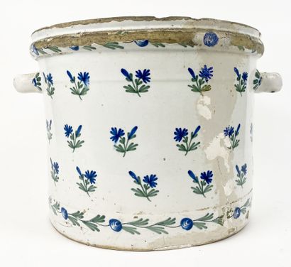 Grand CACHE-POT en faïence blanche à décor...
