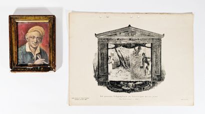 REUNION de deux gravures sur papier :
- 
