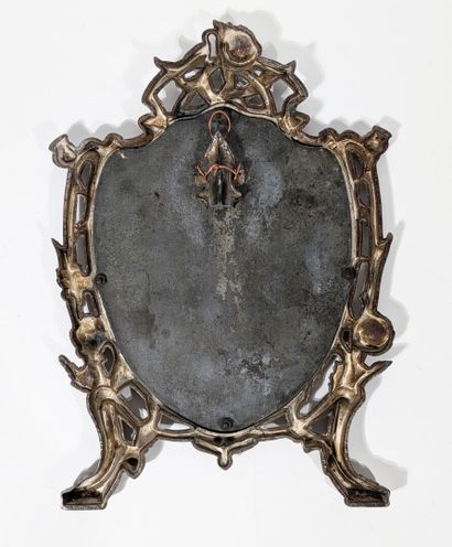MIROIR en régule à décor Art nouveau de fleurs...
