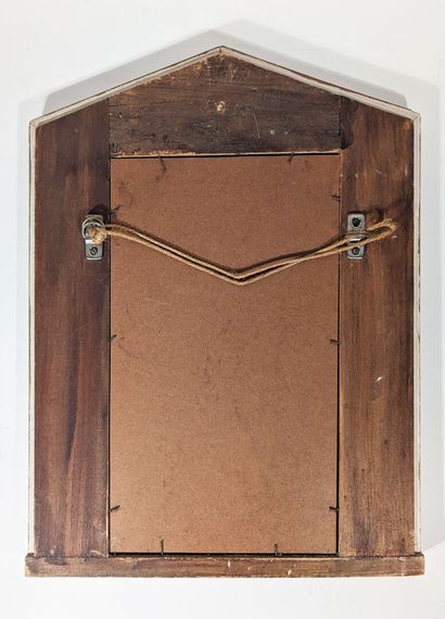 MIROIR à parcloses en bois et stuc doré à...