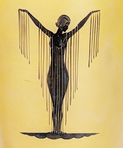 PAIRE DE VASES en verre jaune, rouge et noir...
