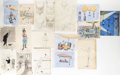 Joe CANTELOU (XIX-XXe)
Ensemble de 14 dessins...