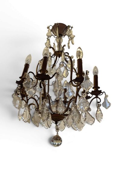 LUSTRE cage à 8 bras de lumière en métal...