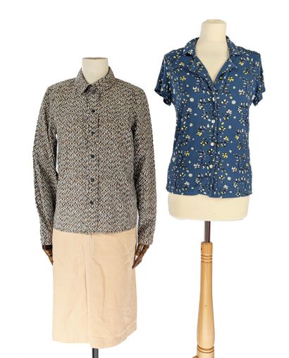 3-piece set:
- Agnès B, blue short-sleeved...