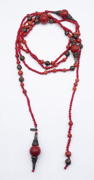 A collection of costume jewelry, including...