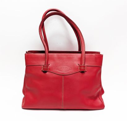TOD'S
Coral leather shopping bag with beige...