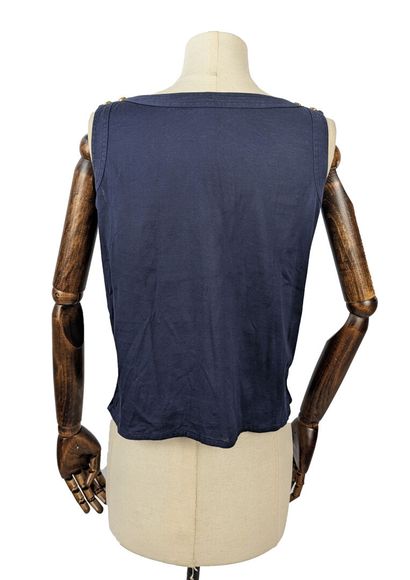 CHANEL
Navy blue cotton jersey tank top,...