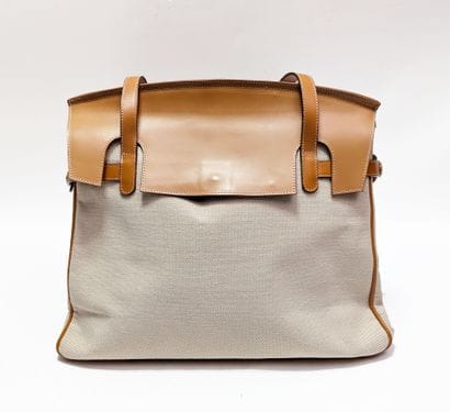 ABACO
Beige canvas and brown leather bag,...