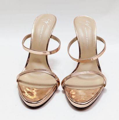 GIUSEPPE ZANOTTI 
Pair of gold-colored patent...