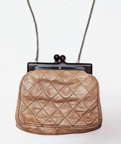 CHANEL
Small nude quilted leather bag with...