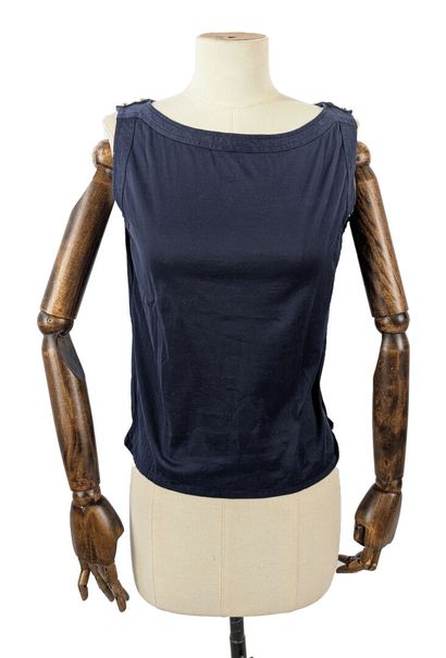 CHANEL
Navy blue cotton jersey tank top,...