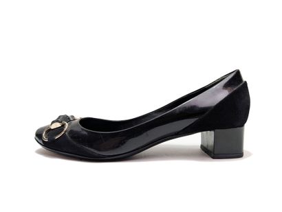 GUCCI
Pair of black patent leather and suede...