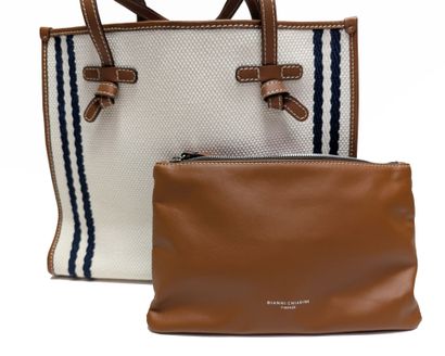 GIANNI CHIARINI
Brown leather bag with white...