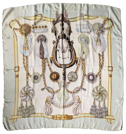 HERMES
Silk twill square, “Frontaux et cocardes”...