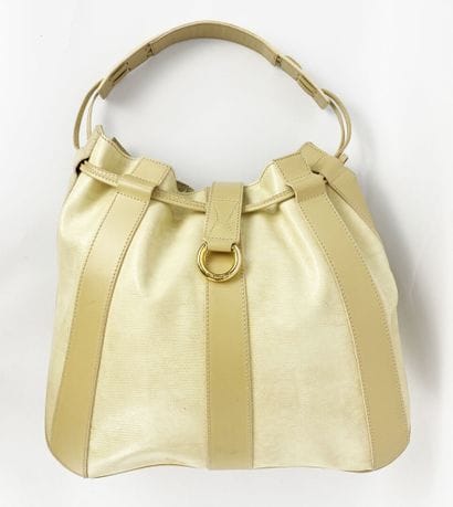LANCEL
Beige leather and lizard-print leather...