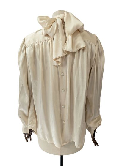 CHANEL
Off-white silk satin blouse, loose...