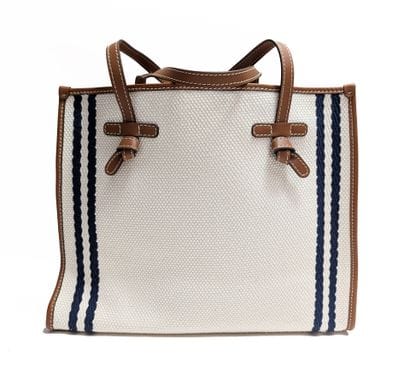 GIANNI CHIARINI
Brown leather bag with white...