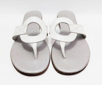 LANCEL
White leather sandals with low heels...
