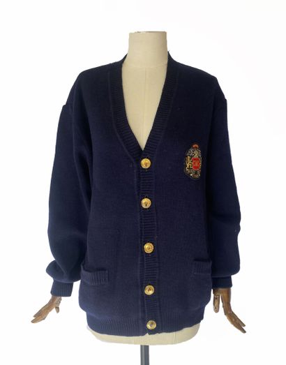 CELINE
Men's navy blue wool cardigan, deep...