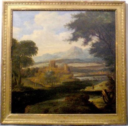 Ecole italienne XVIIIe siècle « Paysage animé...