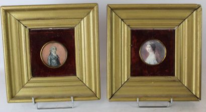 DEUX MINIATURES représentant un homme et...