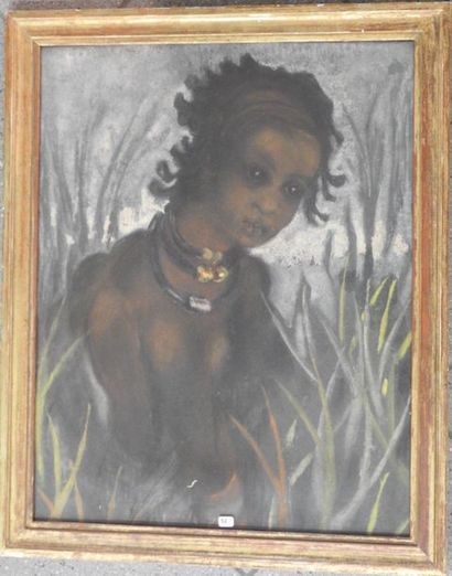 ECOLE CONTEMPORAINE : Portrait de femme africaine....